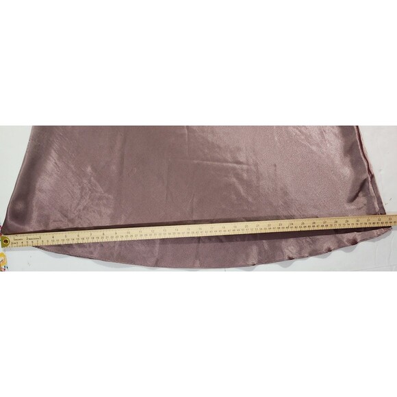 Sensara Satin Long Nightgown Brown  Lace Trim V Neck Plunge Womens Size L - Picture 8 of 9